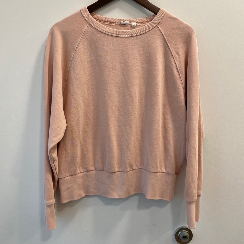 GAP Sweatshirt Women M Pink Crew Neck Raglan Sleeve Cotton Blend Fleece Pullover